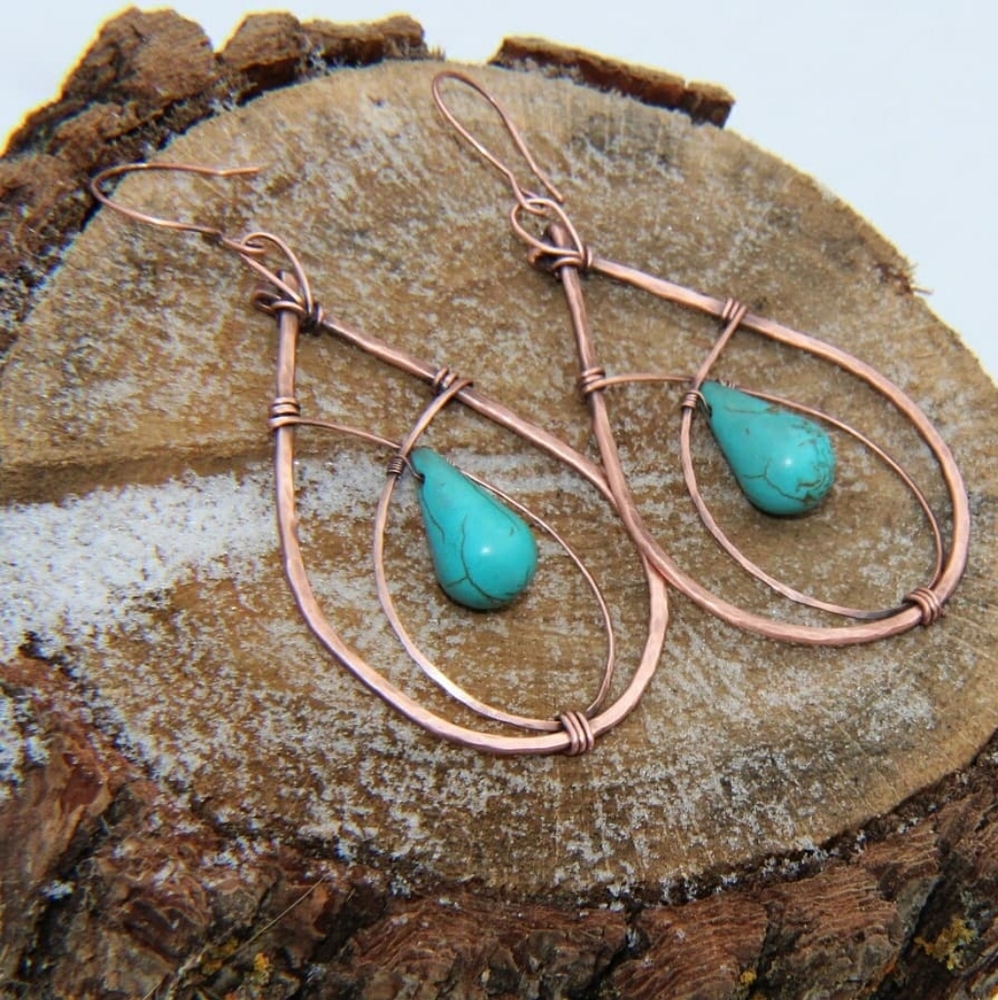 Copper and Turquoise Drop Earrings